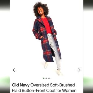Old navy coat oversized soft/brushed navy&red